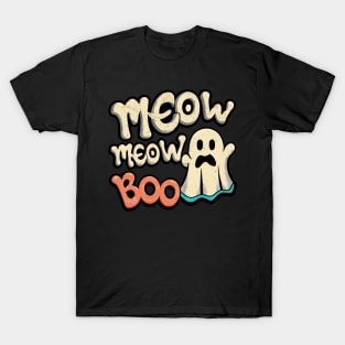 Meow Meow Boo Kawaii Cat Halloween T-Shirt